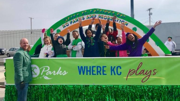 Individuals celebrating St. Patrick's Day at KC parks