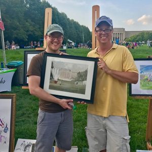 L-R: Big Picnic Quick Paint winner Matt White with Dan Maginn.