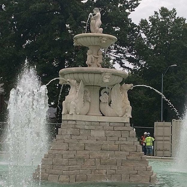 Our #WTW image is the child and fish sculpture on the top of Meyer Circle Sea Horse Fountain. Join us for the fountain's rededication on October 25 at 4pm #CityOfFountains #KCParks #WhatsThatWednesday