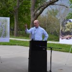 Man Presenting for the RA Workers Memorial at Waterworks Park